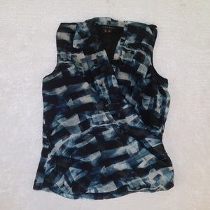 Theory 100% silk wrap sleeveless blouse